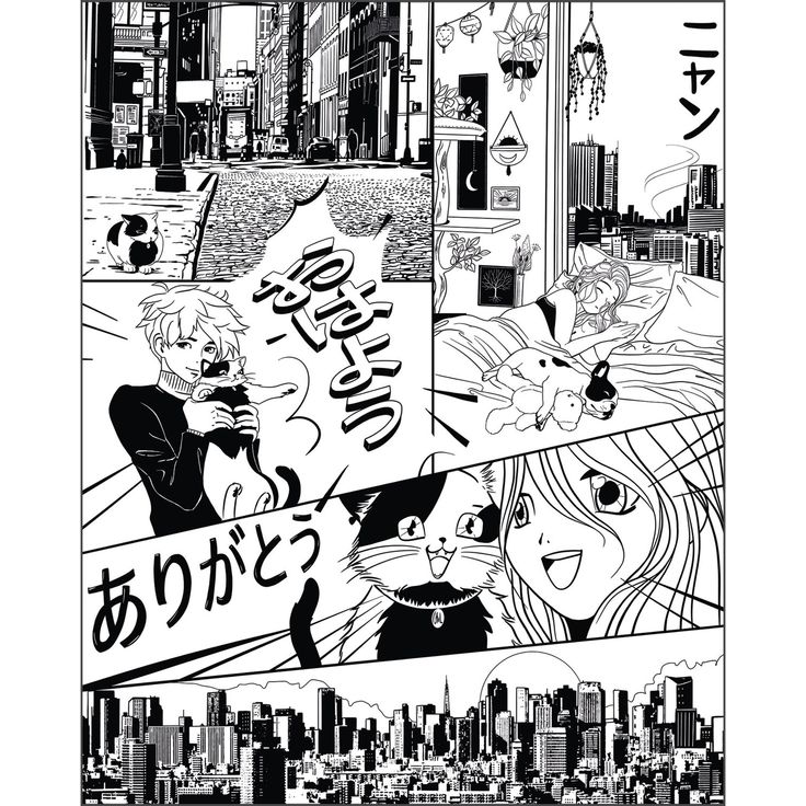 Kuvatapetti Caselio Le Monde Du Manga Noir S 200x250cm (105849005)