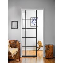 Liukuovi seinän sisään Stella Pocket Door M7, ristikko, 725x2040mm, musta