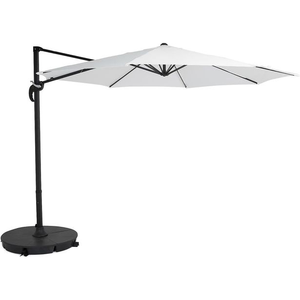 Aurinkovarjo Vienna, Ø300cm, valkoinen/musta