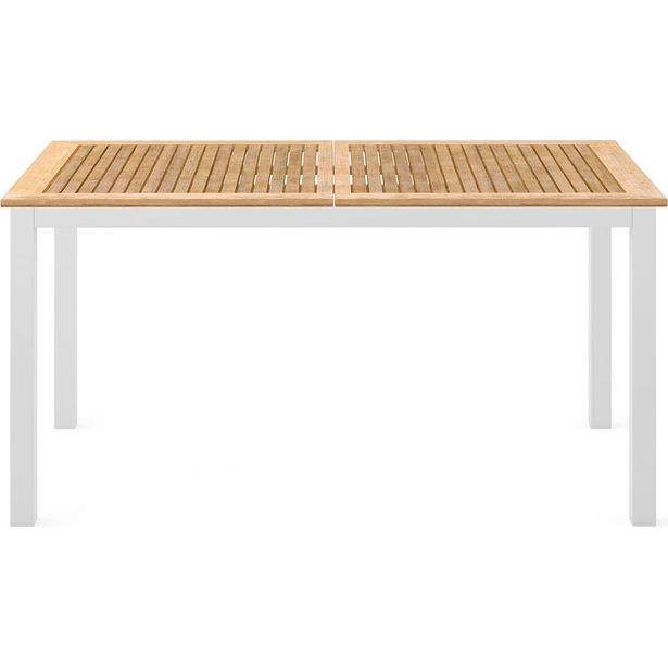 Ruokapöytä Las Vegas, jatkettava, 90x152/210cm, valkoinen/tiikki
