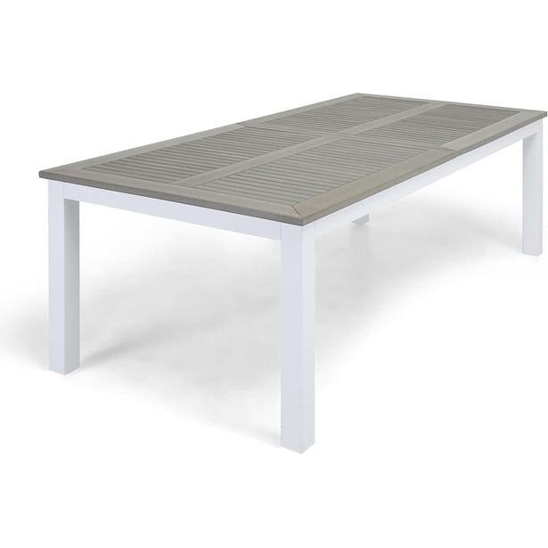 Ruokapöytä Monaco, jatkettava, 100x220/280cm, valkoinen/harmaa