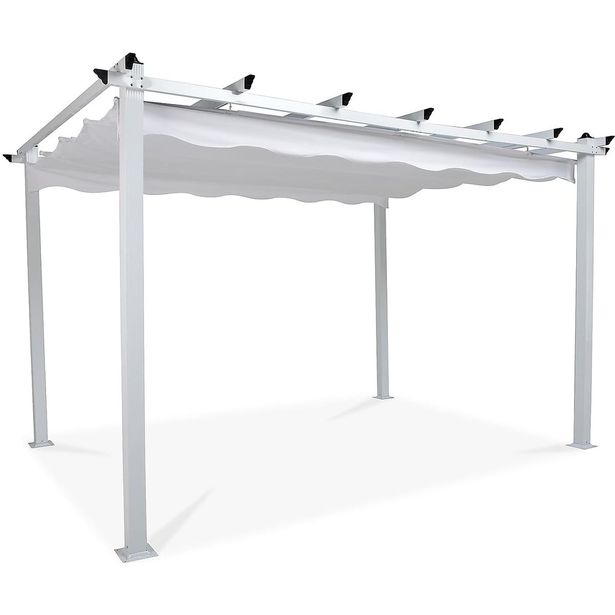 Pergola 2.95x3.95m, laskostettava katto, valkoinen
