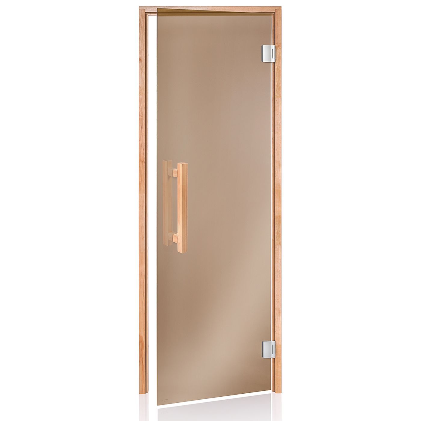 Saunan lasiovi Andres Glass Comfort 9x19, pronssi lasi, leppäkarmi