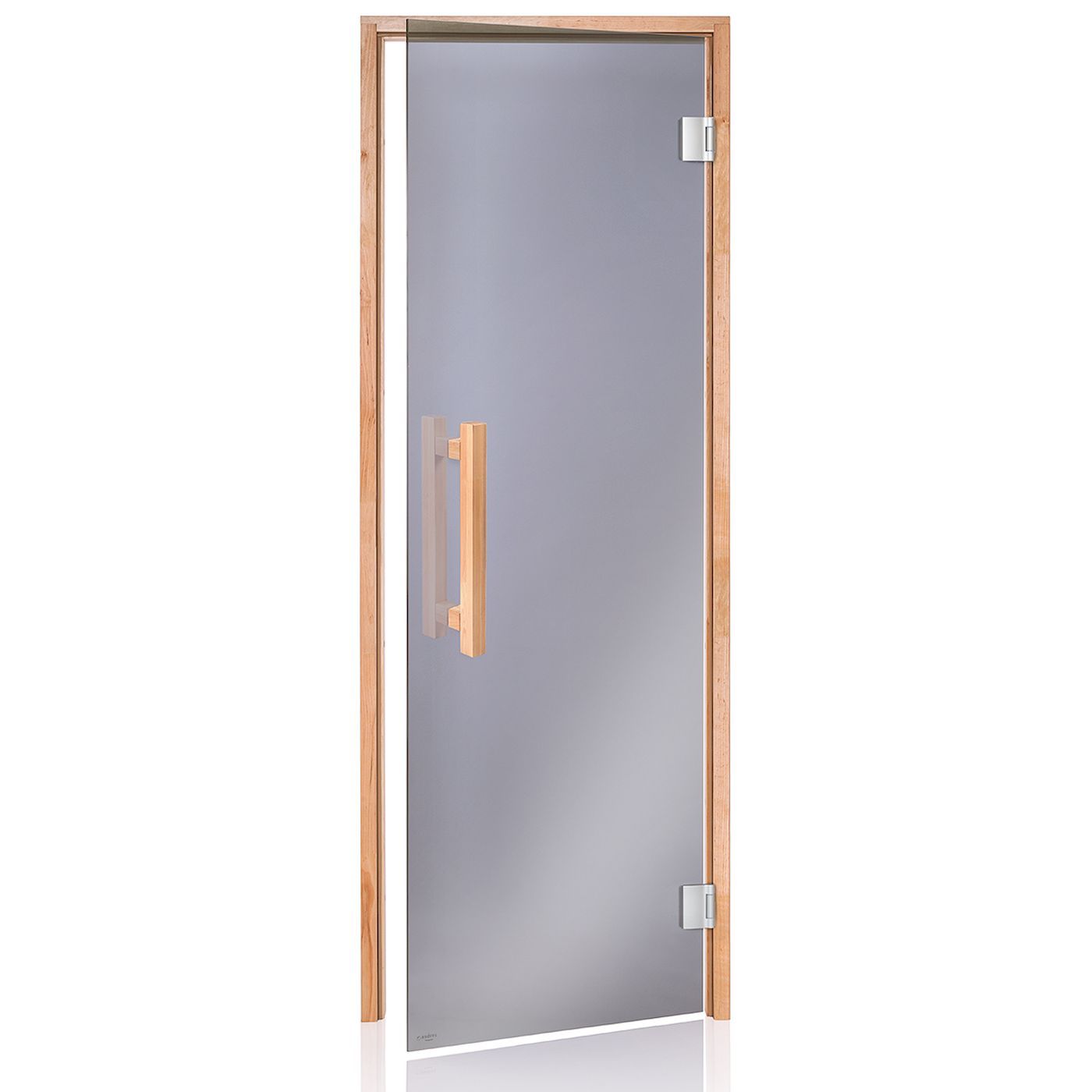 Saunan lasiovi Andres Glass Comfort 8x19, harmaa lasi, leppäkarmi