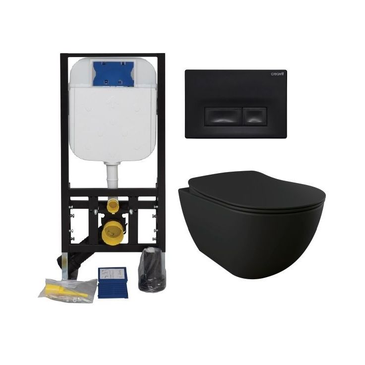 Seinä-WC-paketti Creavit GR50320-D2, musta
