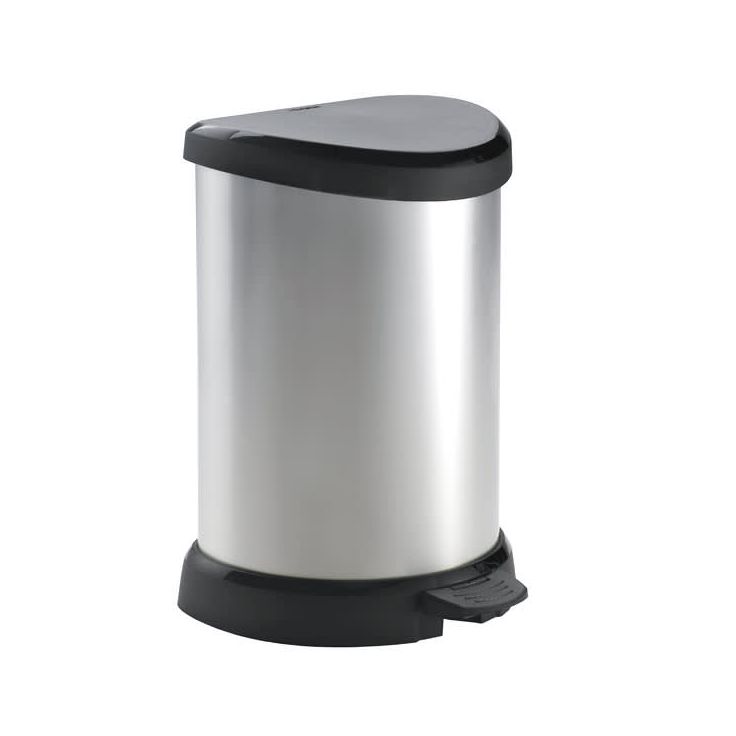 Metallisoitu poljinjäteastia Curver 20L, 303x268x448mm, hopea/musta