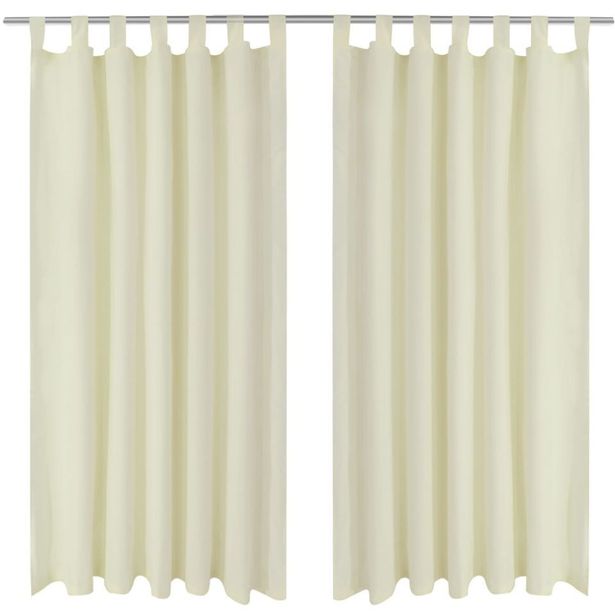 Creme mikro-satiini verhot lenkeillä 2kpl 140 x 225 cm_1