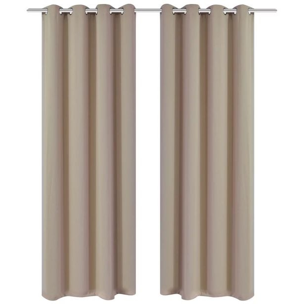 Creme pimennysverhot metallirenkailla 2 kpl 135 x 245 cm_1