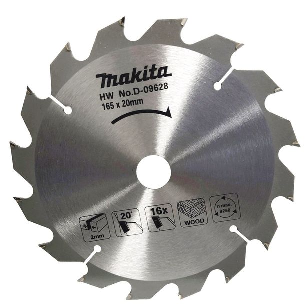 Pyörösahanterä Makita D-09628, 165x20x2.0mm, 16T