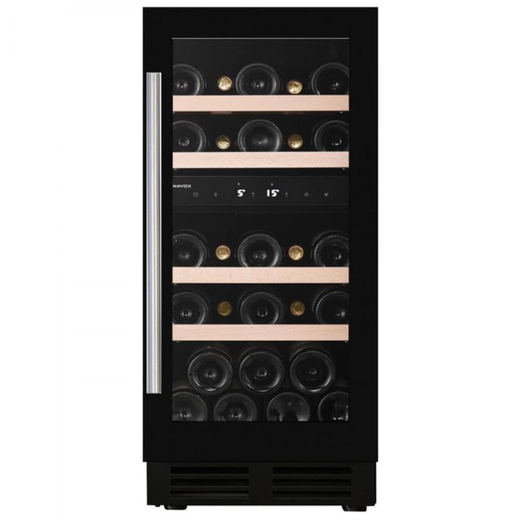 Viinikaappi Dunavox DAUF32.78DB, 38cm, 2 lämpötila-aluetta, integroitava, musta