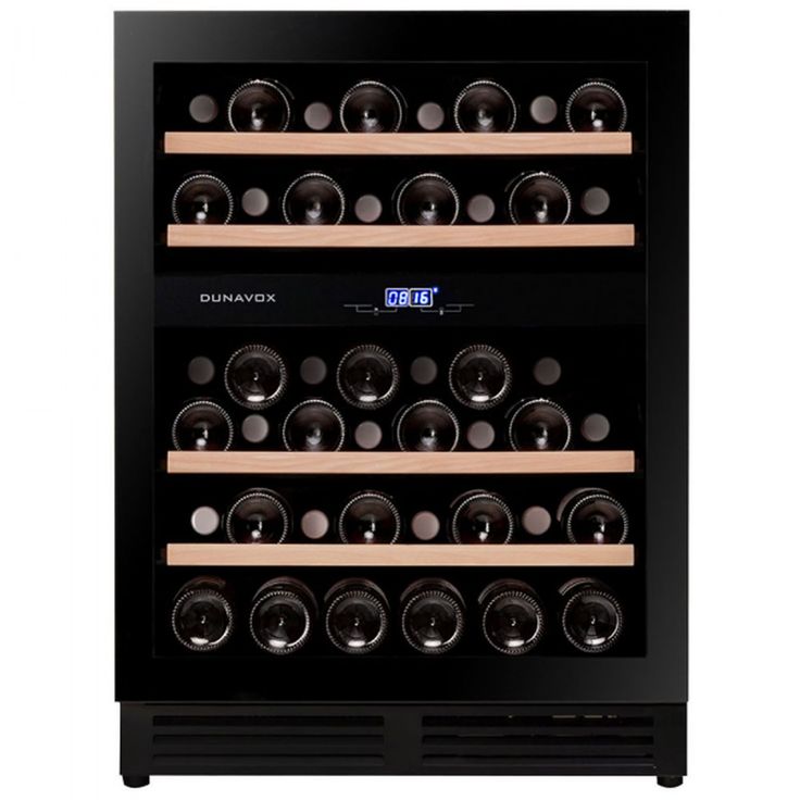 Viinikaappi Dunavox DAUF-45.125DB.TO, 59.5cm, 2 lämpötila-aluetta, integroitava, musta