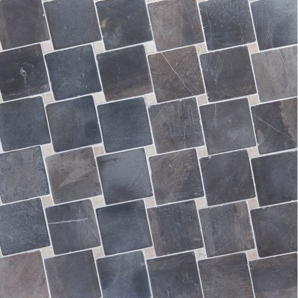 Marmorimosaiikki Qualitystone Diagonal Gray-White, verkolla, 100x100/20x20 mm