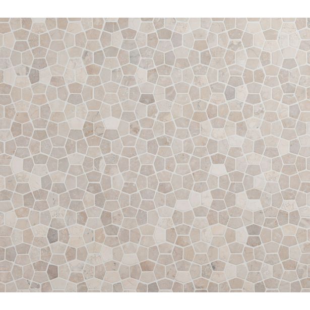 Mosaiikkilaatta Qualitystone Pentagon Mini White, 30x50mm