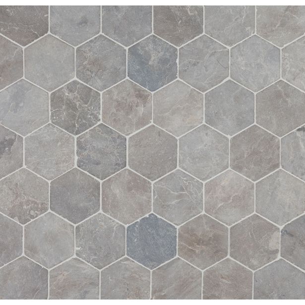 Luonnonkivilaatta Qualitystone Hexagon Light Grey, 100x100mm