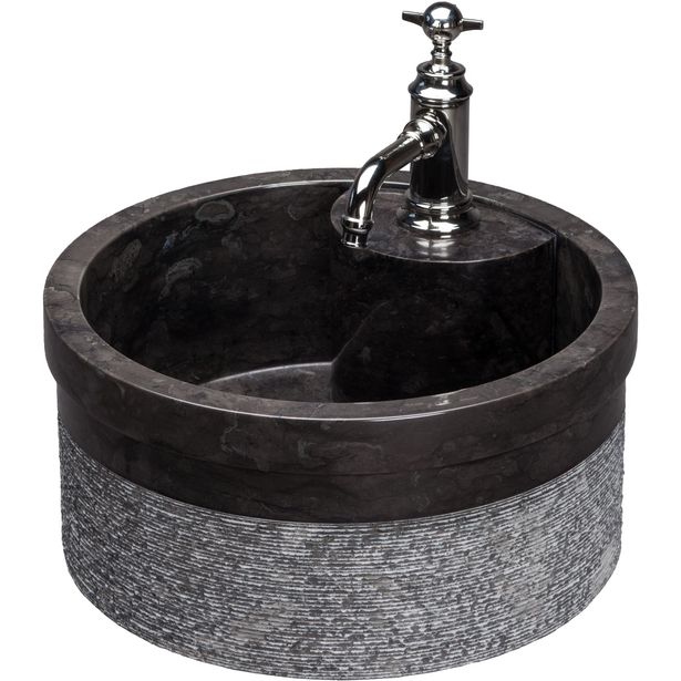 Pesuallas Qualitystone WB SOYAM, Ø450mm, andesiitti, musta