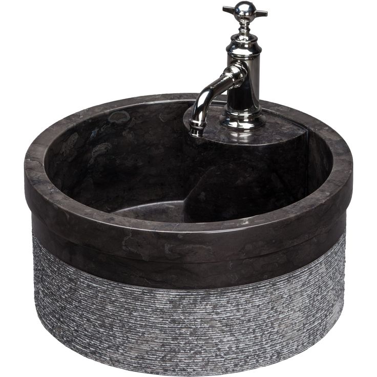 Pesuallas Qualitystone WB SOYAM, Ø450mm, andesiitti, musta