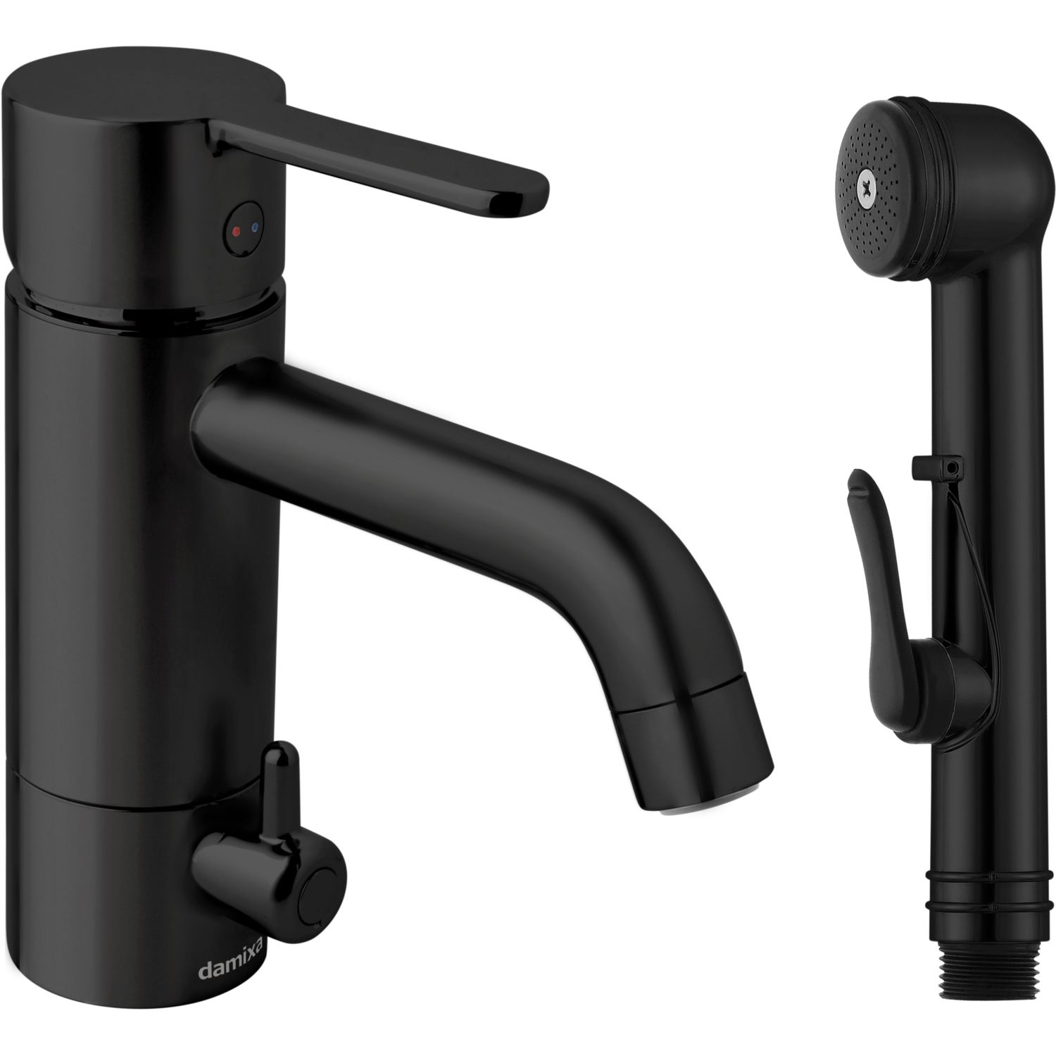 Pesuallashana Damixa Silhouet, bideesuihkulla ja pesukoneventtiilillä, mattamusta