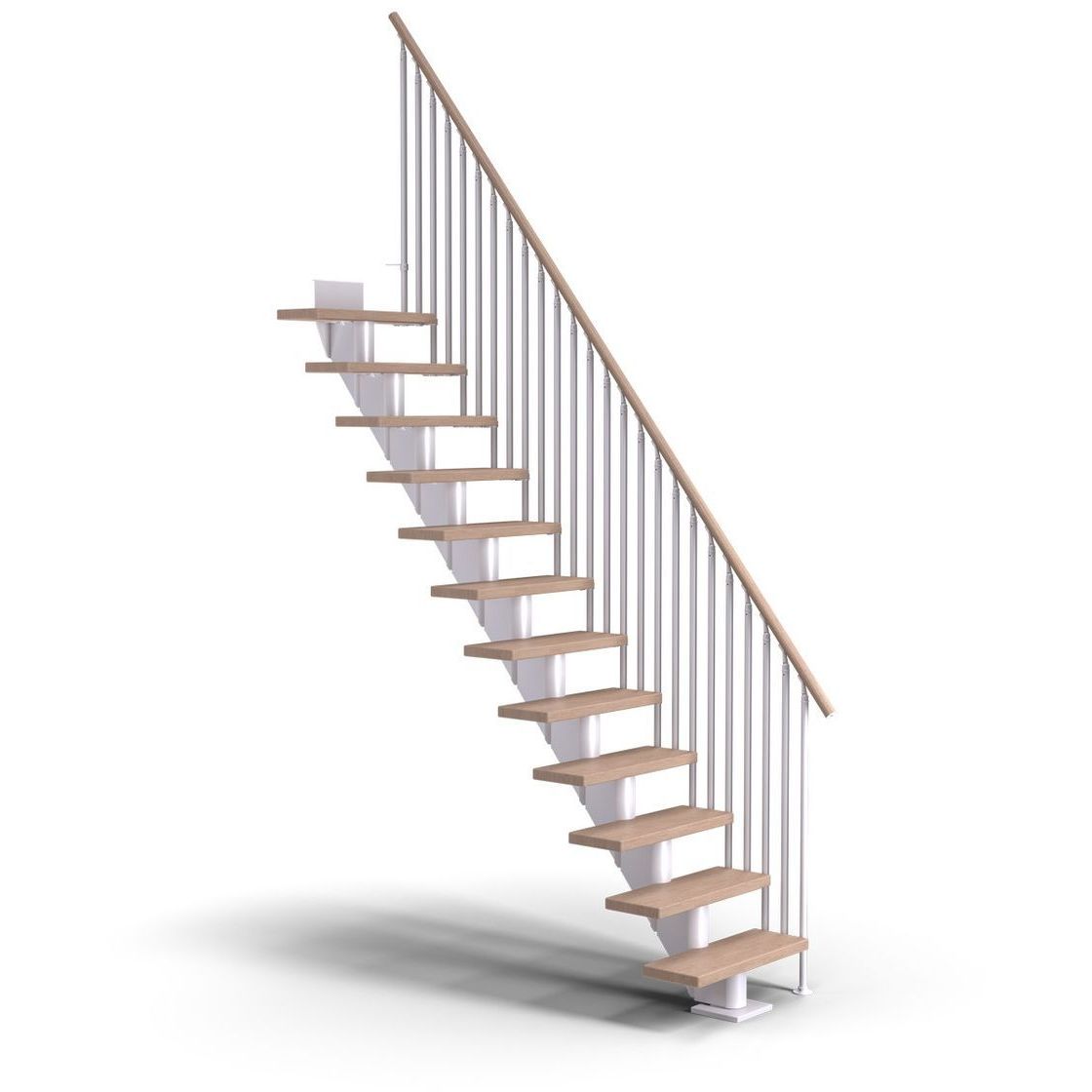 Portaat Dolle Frankfurt, Classic III -kaide, suora, öljytty pyökki, 12 askelmaa, 750mm, valkoinen