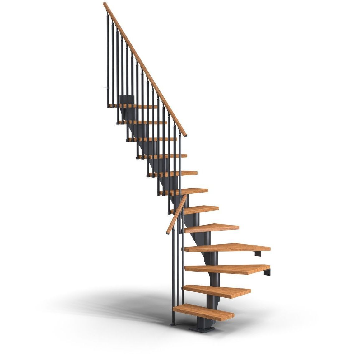 Portaat Dolle Frankfurt, Classic III -kaide, L-malli, öljytty tammi, 11 askelmaa, 650mm, antrasiitti