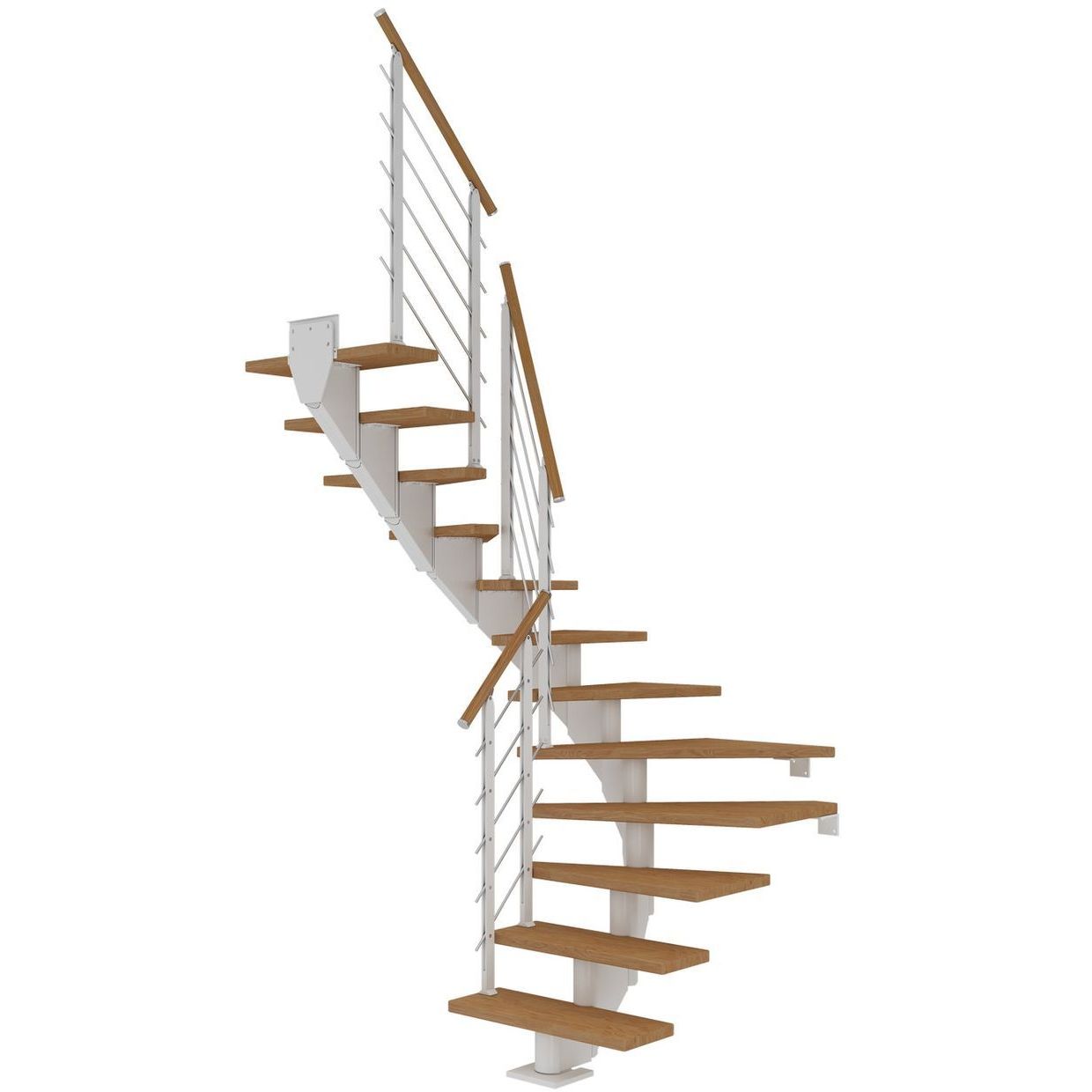 Portaat Dolle Hamburg, Design-kaide, U-malli, öljytty tammi, 14 askelmaa, 750mm, valkoinen