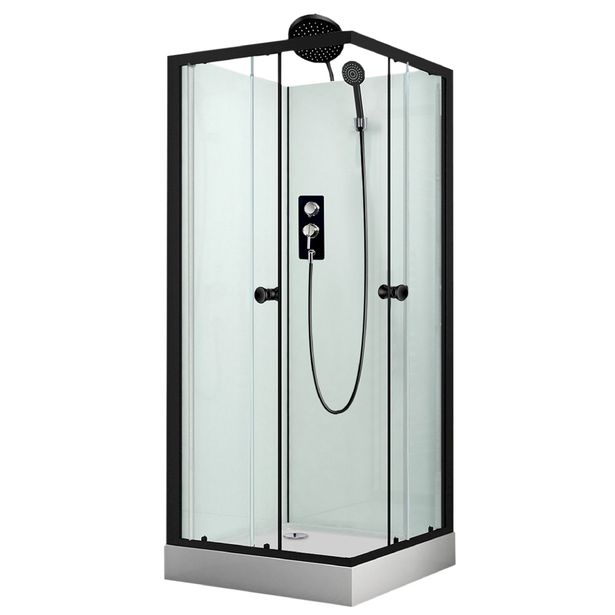 Suihkukaappi Harma Solid, 900x900mm, musta, kirkas lasi