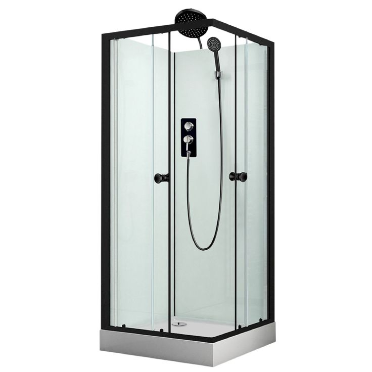 Suihkukaappi Harma Solid, 900x900mm, musta, kirkas lasi