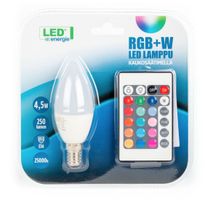 LED-kynttilälamppu LED Energie, 4.5W, 250lm, RGB + white + kaukosäädin, 37x100mm