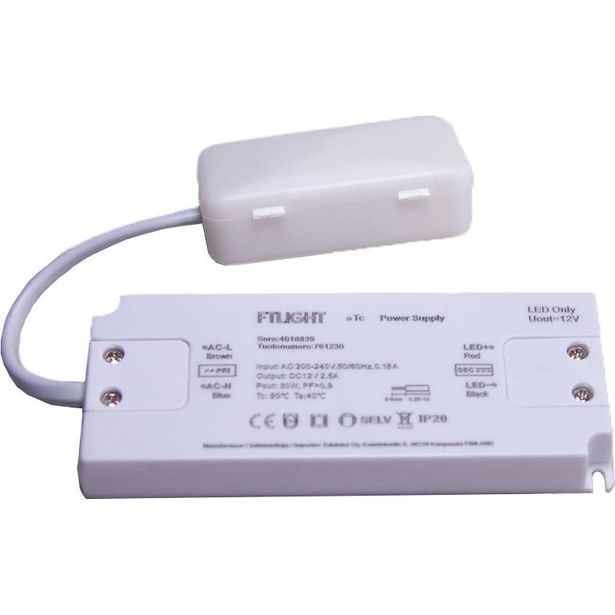 LED-vakiojännitelähde FTLIGHT, 30W, 12V, IP20