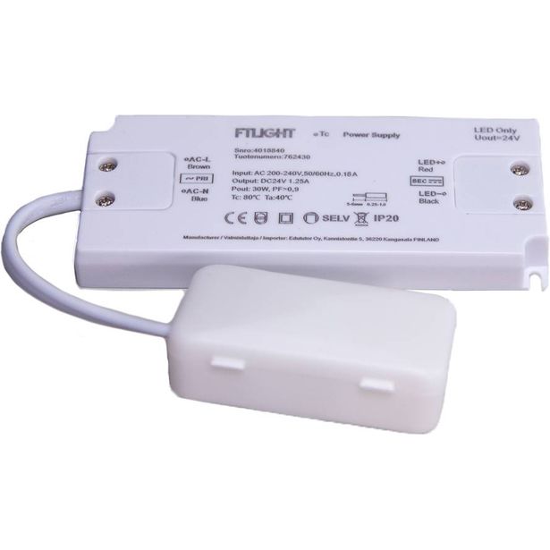 LED-vakiojännitelähde FTLIGHT, 30W, 24V, IP20