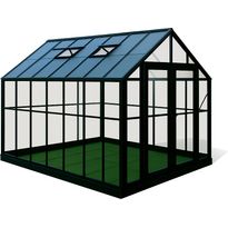 Kasvihuone Viheraarni 10.6m² lasi, polykarbonaattikatto, musta