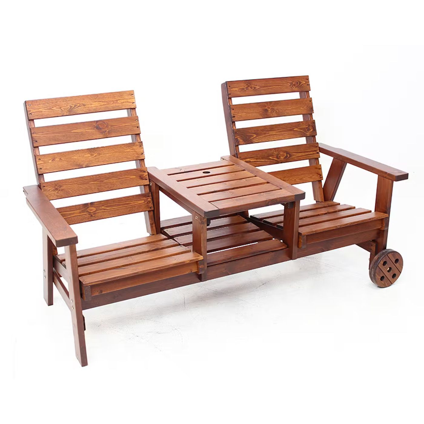 Puutarhapenkki välipöydällä Eden Wood Duo, ruskea