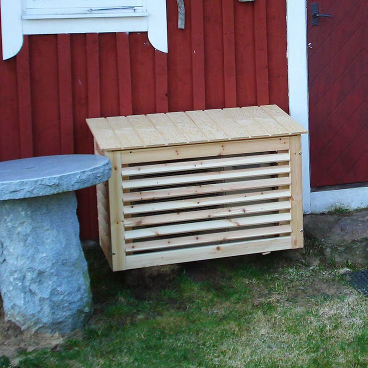 Ilmalämpöpumpun suojakotelo Eden Wood, puuvalmis, eri kokoja