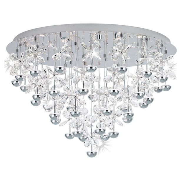 LED-Kattovalaisin Eglo Pianopoli, Ø780mm, kromi, kristalli 39246