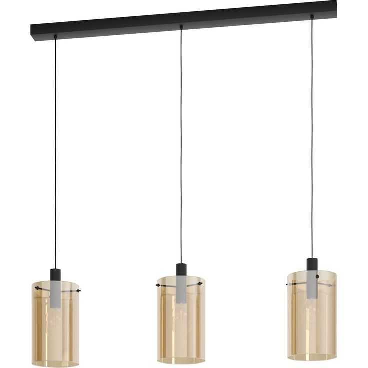 Riippuvalaisin Eglo Crystal&Design Polverara, 3-osainen, musta/meripihka