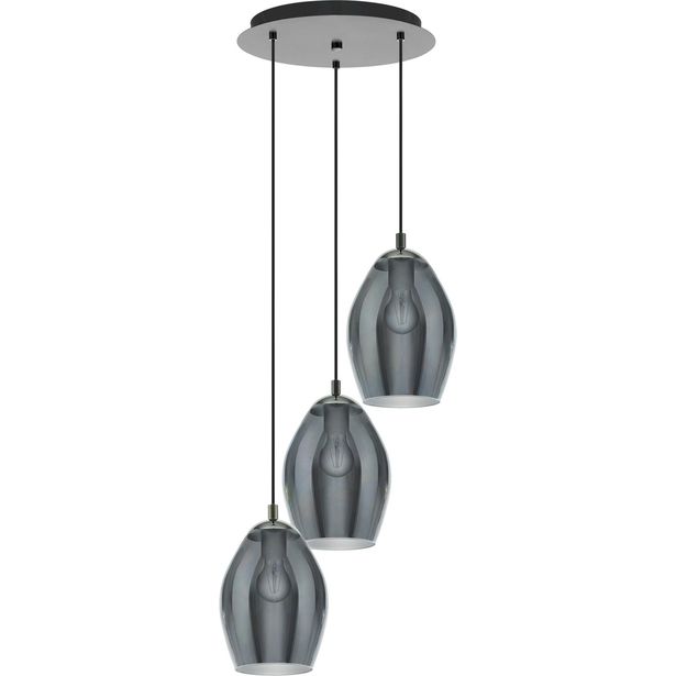Riippuvalaisin Eglo Crystal&Design Estanys, 3-osainen, savunharmaa