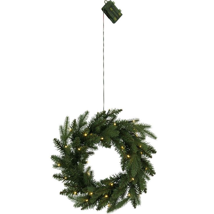 LED-joulukranssi Eglo Byske, liiketunnistin, Ø45cm, IP44, vihreä