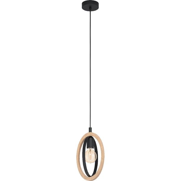 Riippuvalaisin Eglo Vintage Basildon, 190x160mm, musta/puu