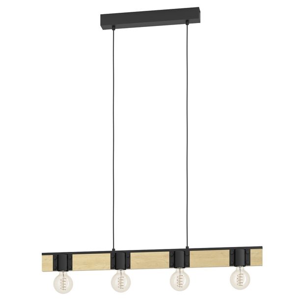 Riippuvalaisin Eglo Bailrigg, 3xE27, 40W, IP20, puu/musta