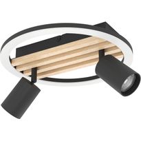 Kattospottivalaisin Eglo Cembrano Ø30cm 8W LED 3000K 880lm 2xGU10 maks. 7.5W/kpl IP20 musta/puu
