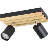 Seinä-/kattospottivalaisin Eglo Cembrano 12x25cm 2xGU10 maks. 7W/kpl IP20 musta/puu