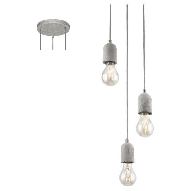 Riippuvalaisin Eglo Silvares, Ø250mm, 3-osainen, harmaa 95523