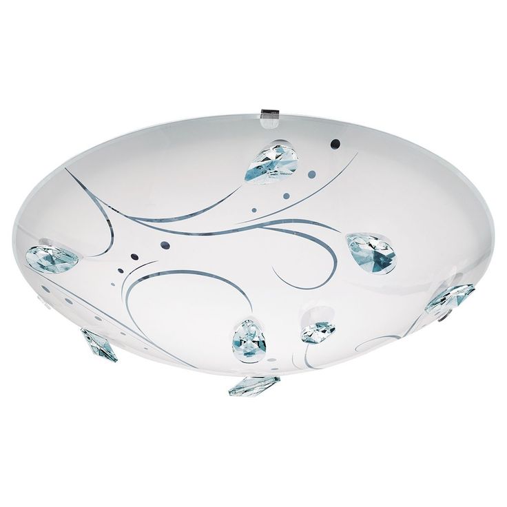 LED-plafondi Eglo Sorrenta 1, Ø315mm, valkoinen, kristalli 95689