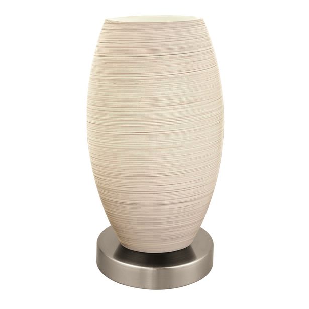 Pöytävalaisin Eglo Batista 3, 40W, Ø120x225mm, E27, IP20, harjattu teräs/valkoinen