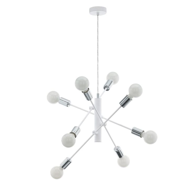 Riippuvalaisin Eglo Gradoli, 8x60W, Ø710x1100mm, E27, IP20, kromi/valkoinen