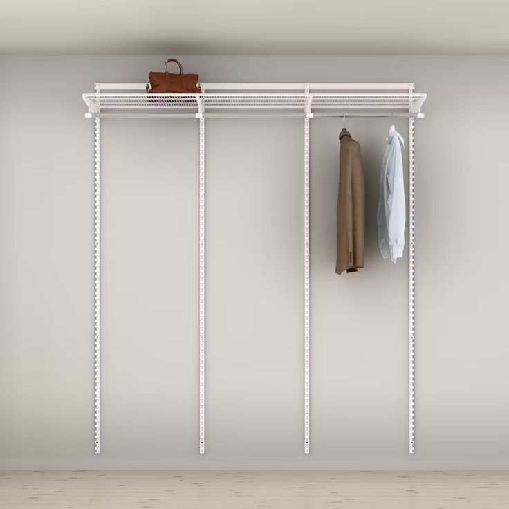 Vaatesäilytysratkaisu Elfa Classic 6, vaatetanko ja lankahyllyt, leveys 1862mm, valkoinen