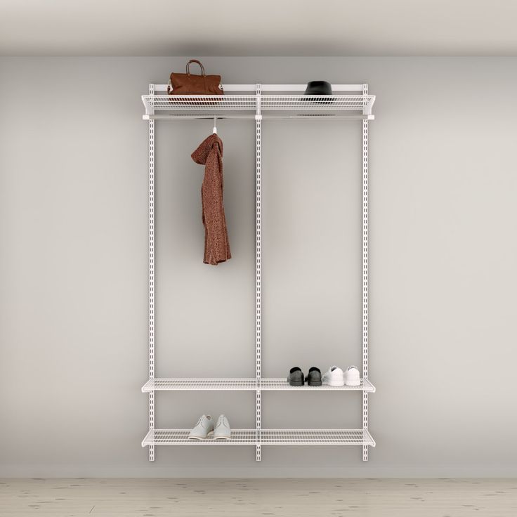 Eteisen säilytysratkaisu Elfa Classic 3, lankahyllyt, leveys 1253mm, valkoinen