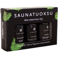 Saunatuoksusetti Emendo Musta, 3 x 10 ml, Salmiakki + Mäntypihka + Sisu 