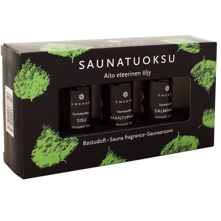 Saunatuoksusetti Emendo Musta puutelineessä