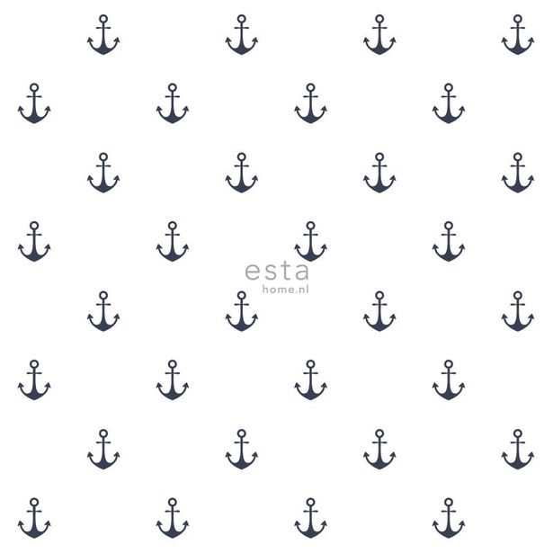 Tapetti Esta Regatta Crew Surf Edition 138965, 0,53x10,05m, valkoinen/sininen
