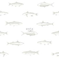 Tapetti Esta Regatta Crew Surf Edition 138966, 0,53x10,05m, valkoinen/hopea